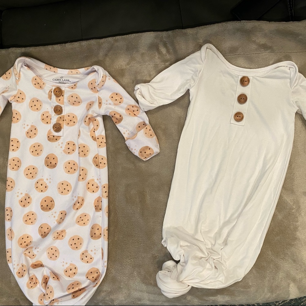 2 Caden Lane knotted gowns “Milk & Cookies”